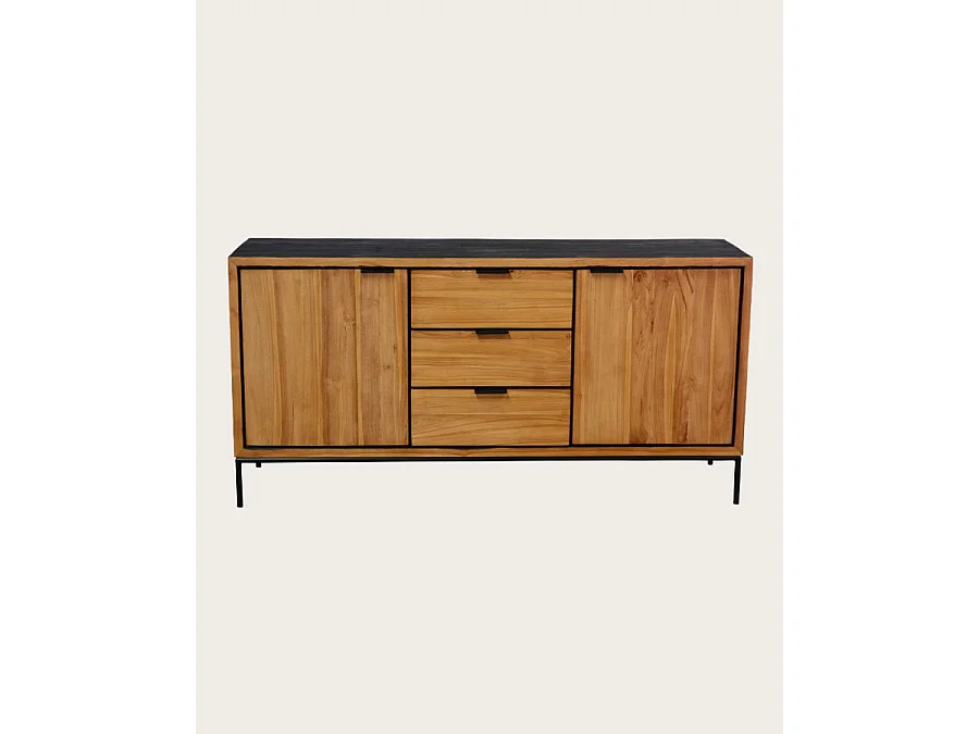 Indra - Buffet bas en teck recyclé bicolore 160 cm