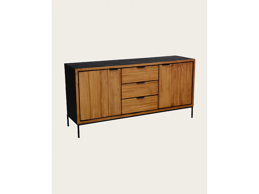 Indra - Buffet bas en teck recyclé bicolore 160 cm