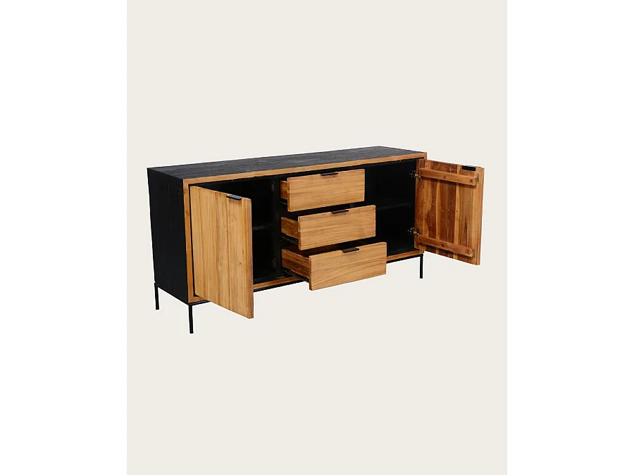 Indra - Buffet bas en teck recyclé bicolore 160 cm