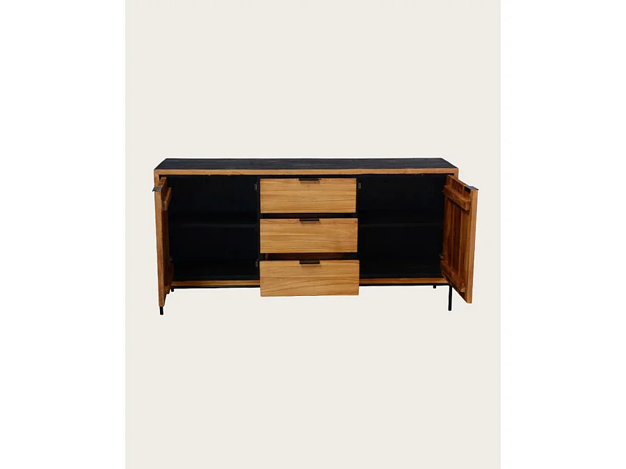 Indra - Buffet bas en teck recyclé bicolore 160 cm
