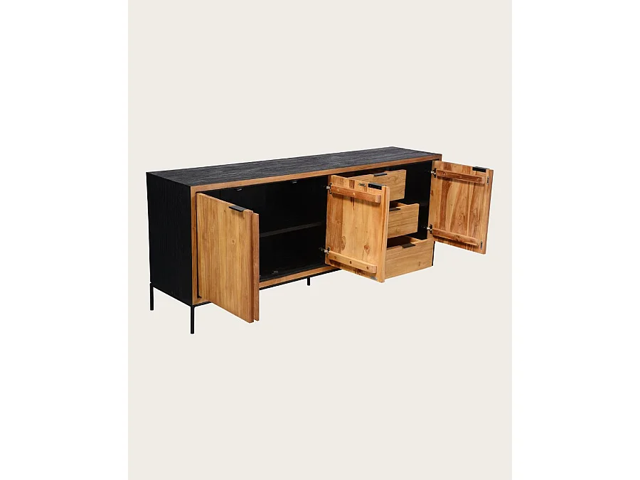 Indra grand - Grand buffet bas en teck recyclé bicolore 200 cm