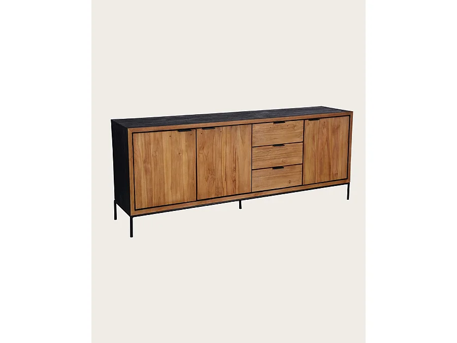 Indra grand - Grand buffet bas en teck recyclé bicolore 200 cm
