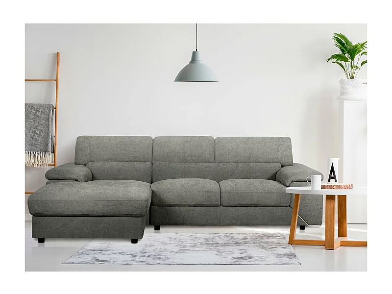 Sofá de canto em chenille "London" - 4 lugares - Cinza elegante e confortável