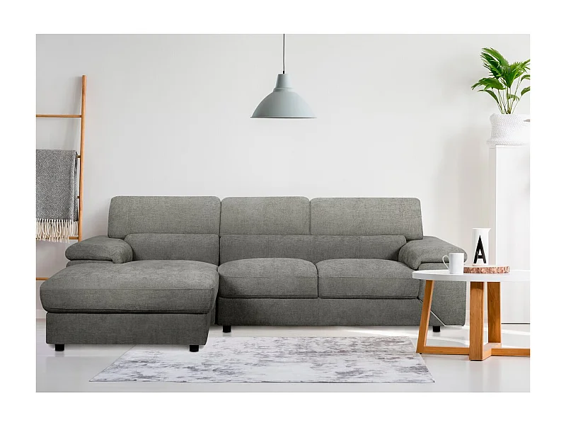 Bank hoekbank Chenille stoffen meubel "London" - 4 zits - Grijs