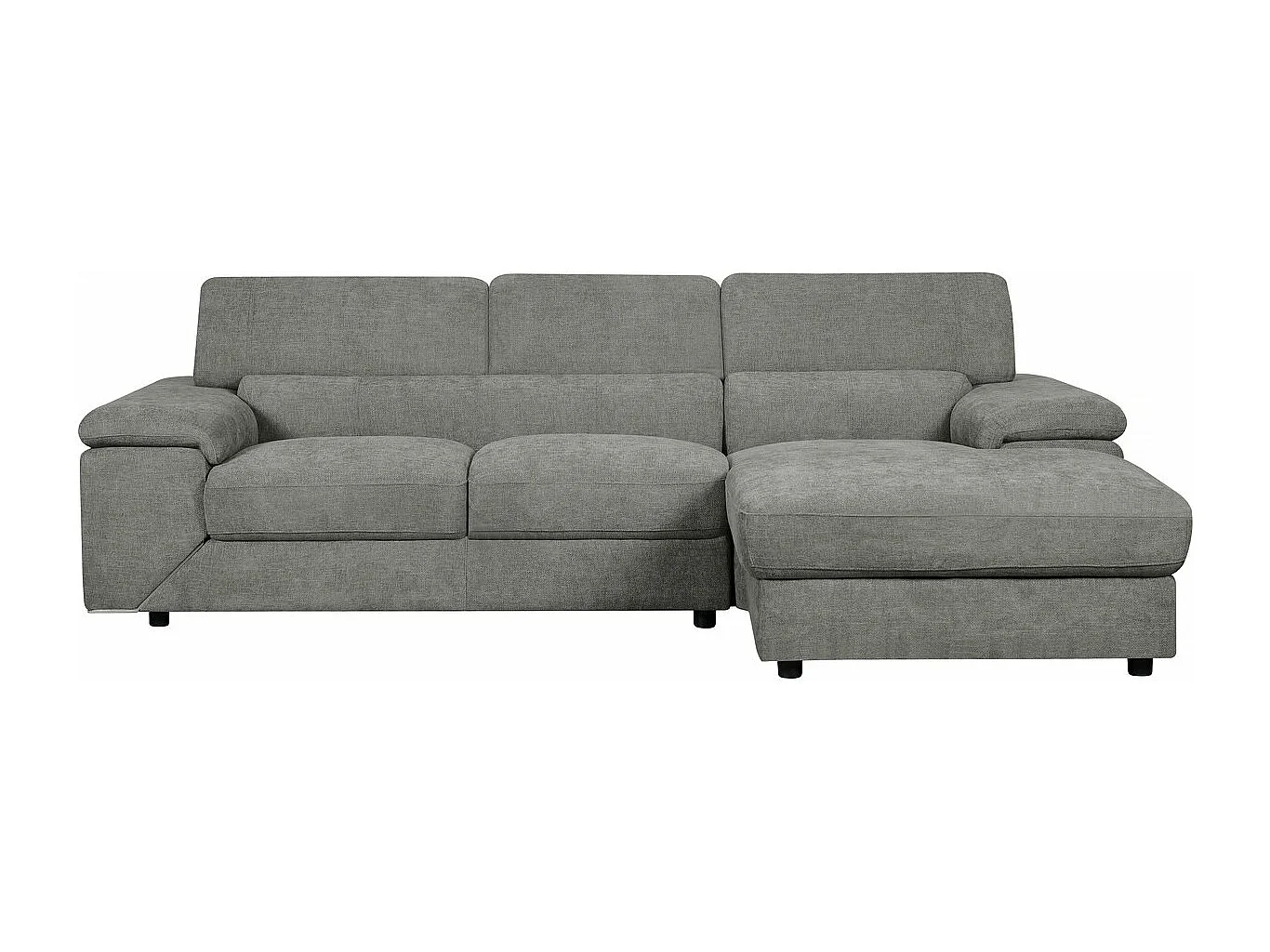 Sofá de canto em tecido chenille "London" - 4 lugares - Cinza elegante e confortável para a sua sala de estar