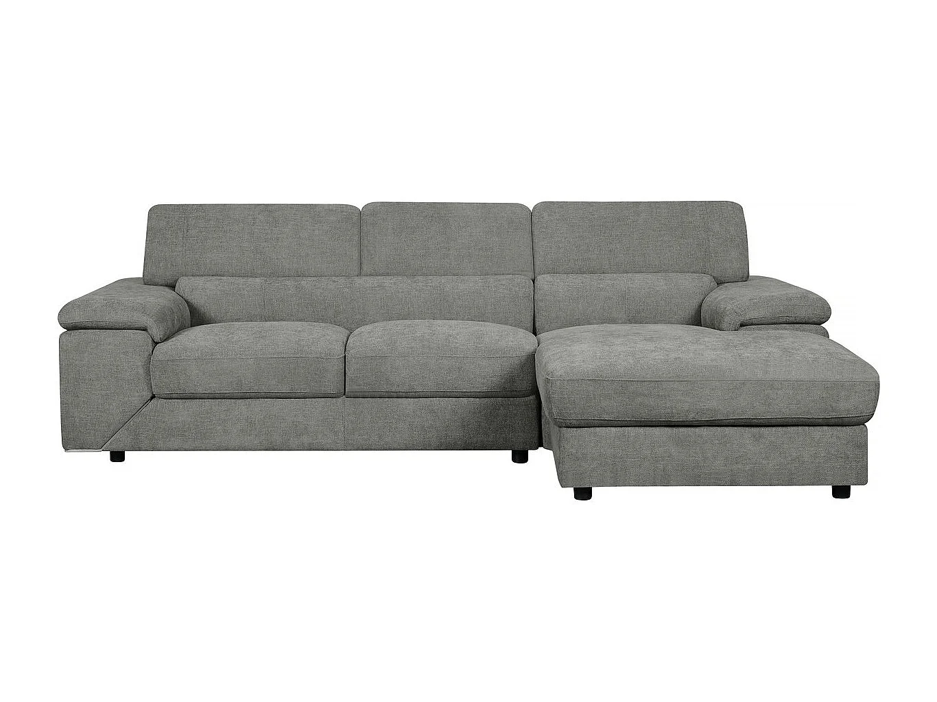 Sofa narożna "London" z tkaniny szenilowej - 4-osobowa - Szara