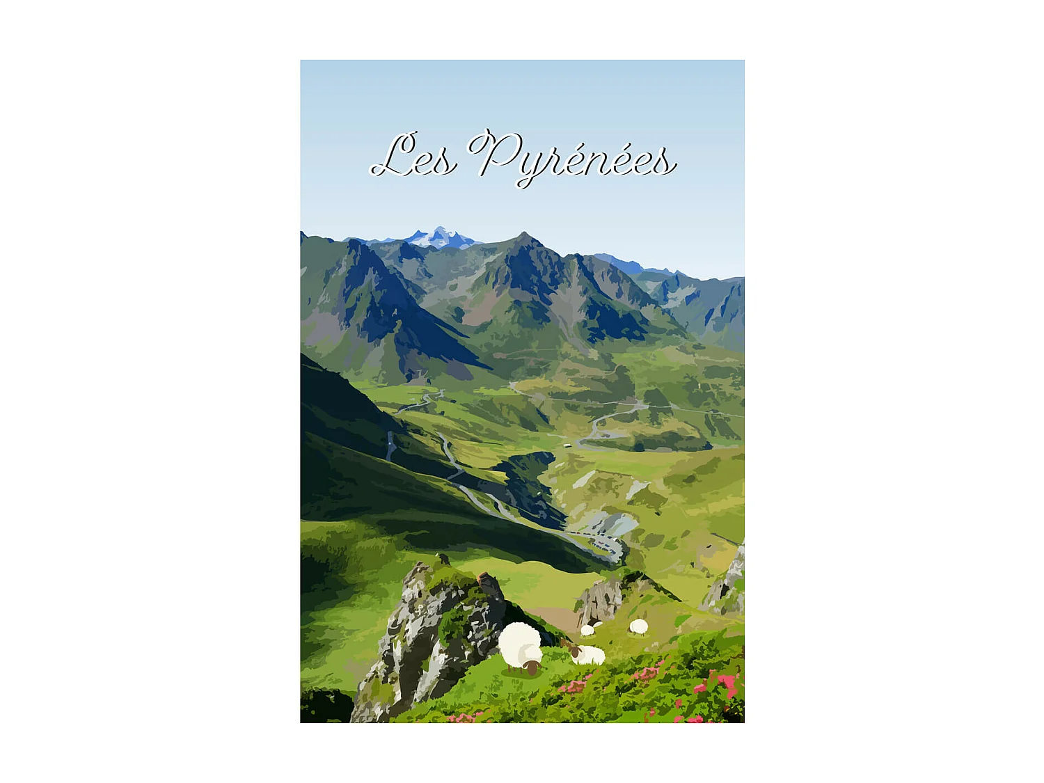 Tableau sur toile illustration les Pyrénées 45x65 cm