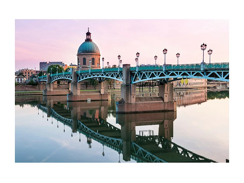 Tableau sur toile pont Saint-Pierre Toulouse au matin 30x45 cm