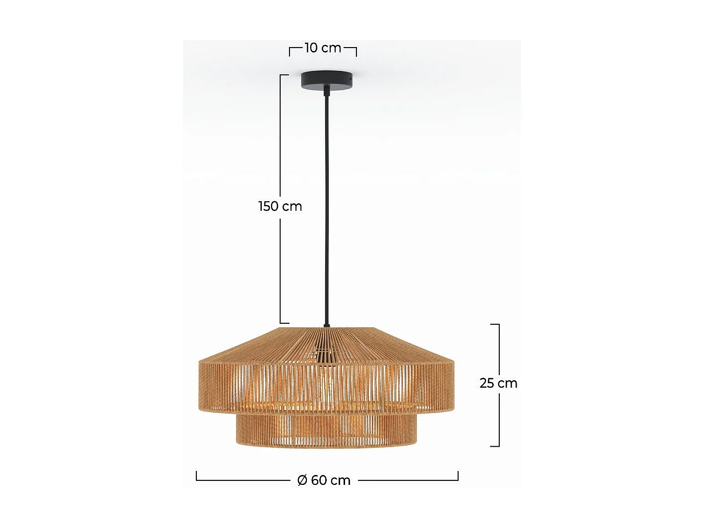 Lámpara de techo redonda de papel de cuerda 60 cm - Clairia