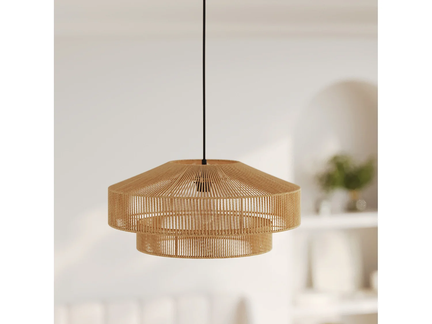 Suspension ronde en papier de corde 60 cm - Clairia