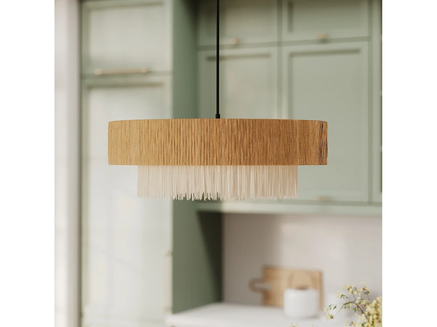 Suspension ronde en raphia 75 cm - Solara