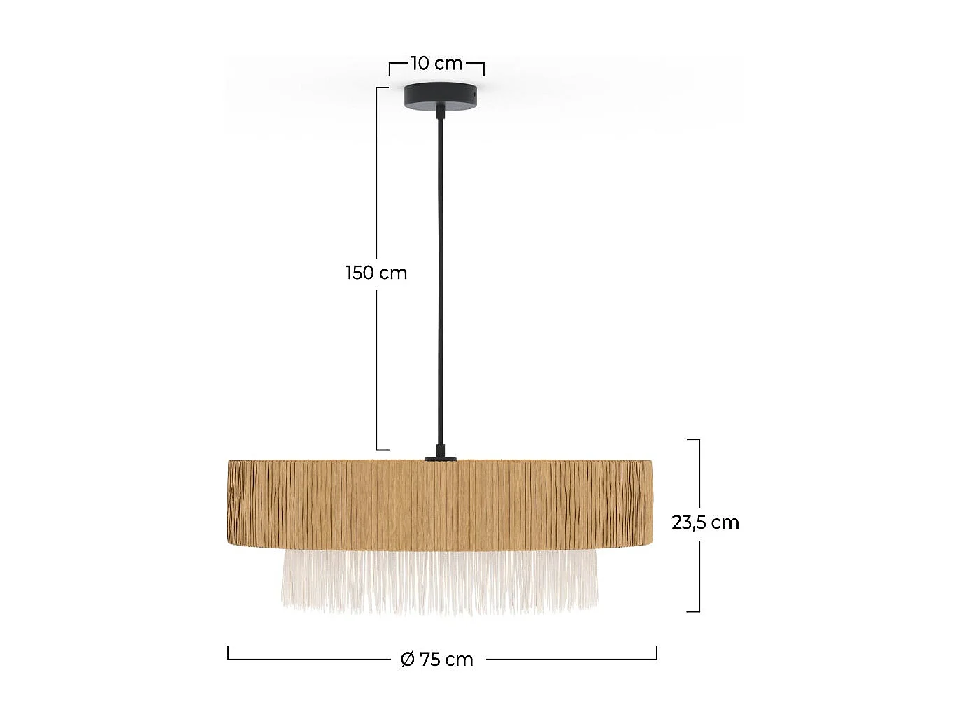 Lámpara de techo redonda de rafia 75 cm - Solara