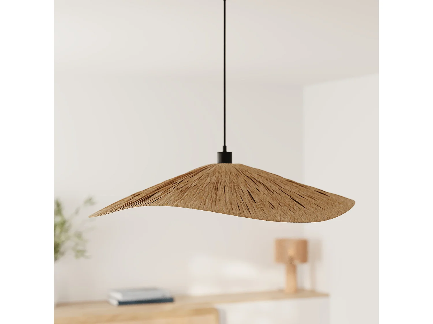 Lámpara de techo de rafia 75 cm - Stellaire