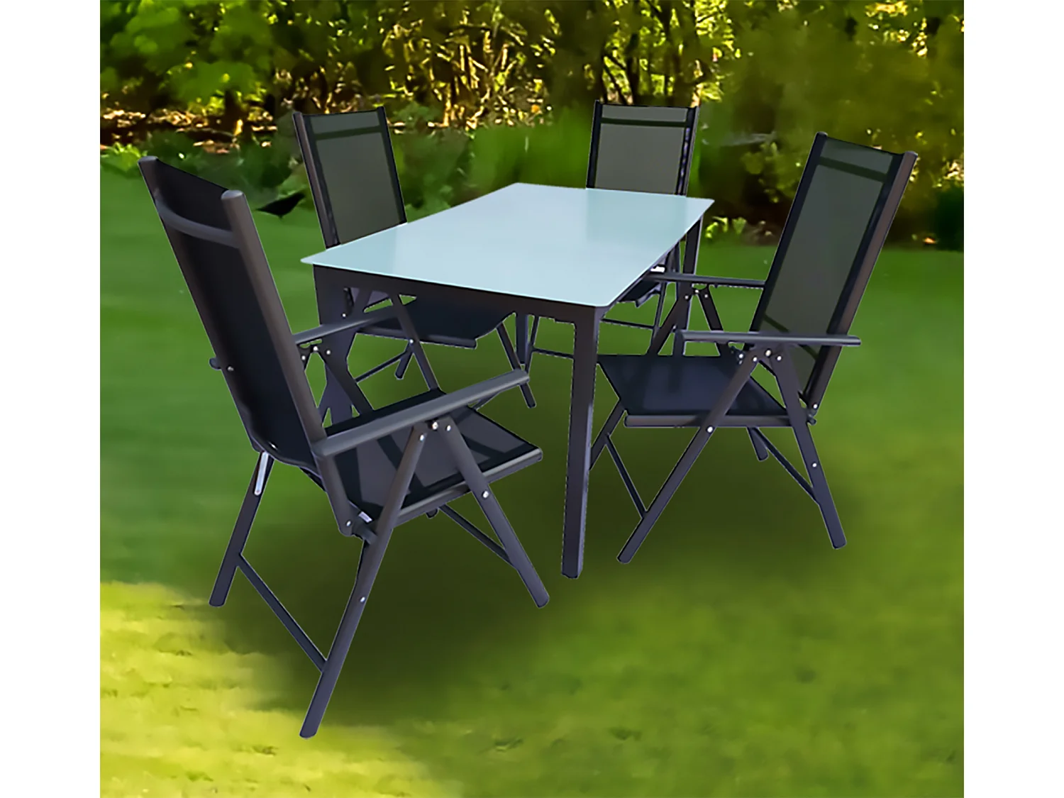 5 tlg. Gartenset Sitzgruppe Tisch Stühle 140 MA