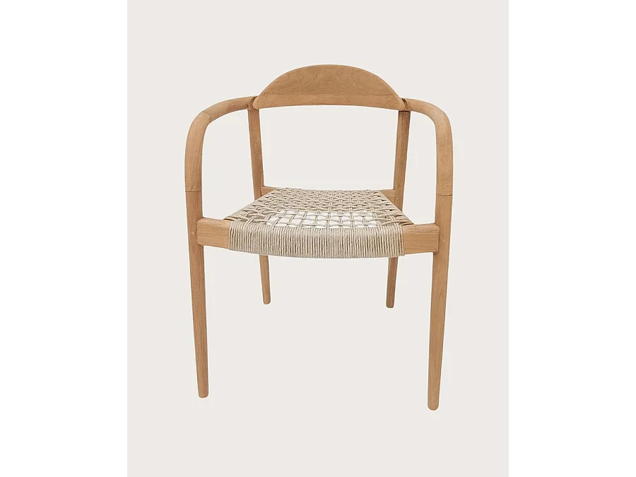 Kima - Sedia in teak massello e corda beige
