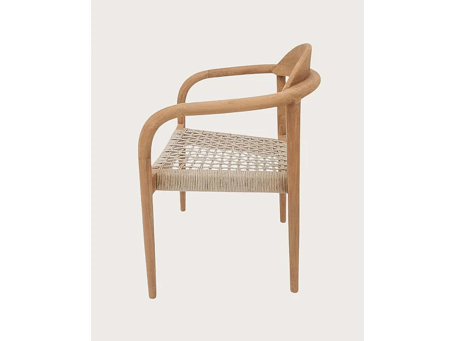 Kima - Sedia in teak massello e corda beige