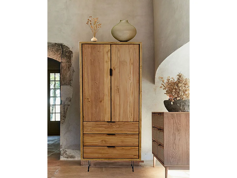 Lara- Armoire en bois massif de teck recyclé