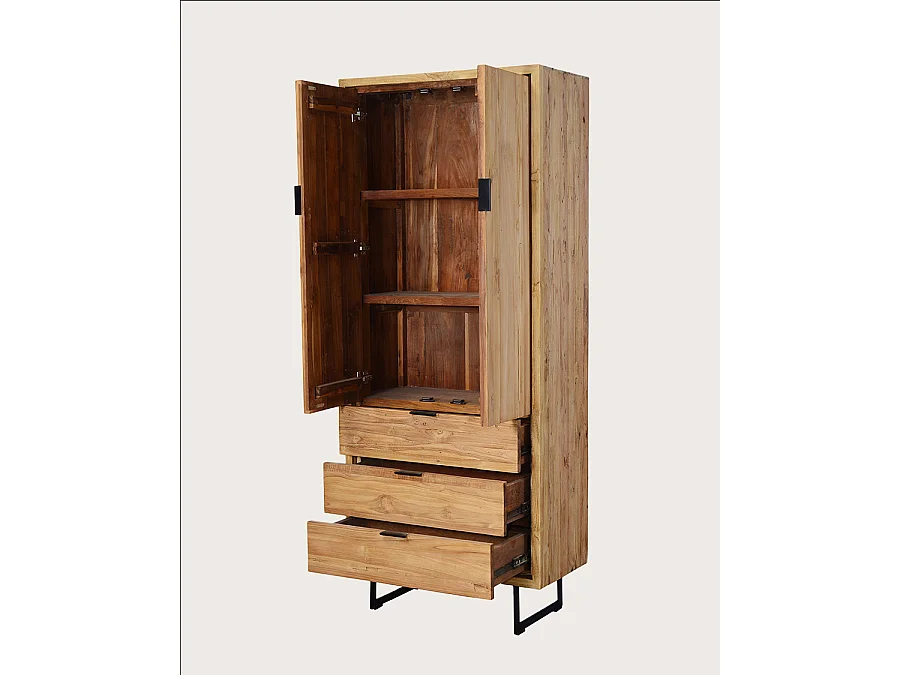 Lara- Armoire en bois massif de teck recyclé