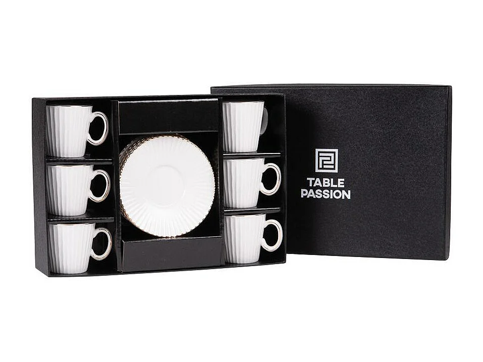 Coffret de 6 tasses à café avec sous tasses Pure 9 cl