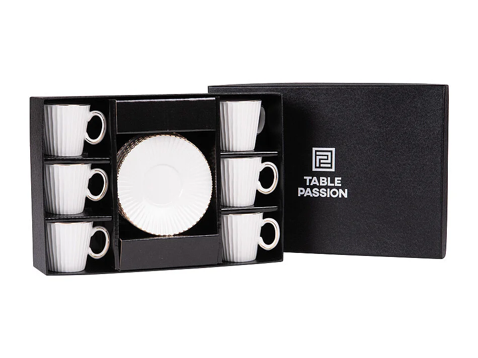 Coffret de 6 tasses à café avec sous tasses Pure 9 cl