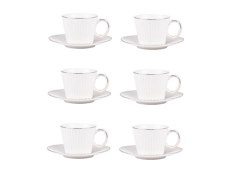 Coffret de 6 tasses à café avec sous tasses Pure 9 cl