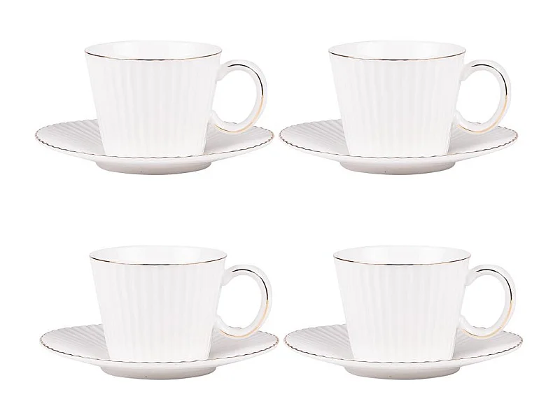 Coffret de 4 tasses à thé avec sous tasses Pure 22 cl