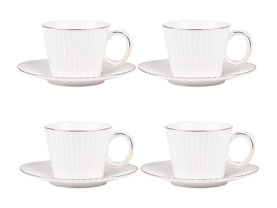 Coffret de 4 tasses à thé avec sous tasses Pure 22 cl