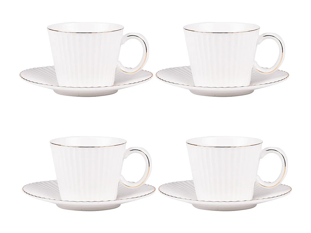 Coffret de 4 tasses à thé avec sous tasses Pure 22 cl