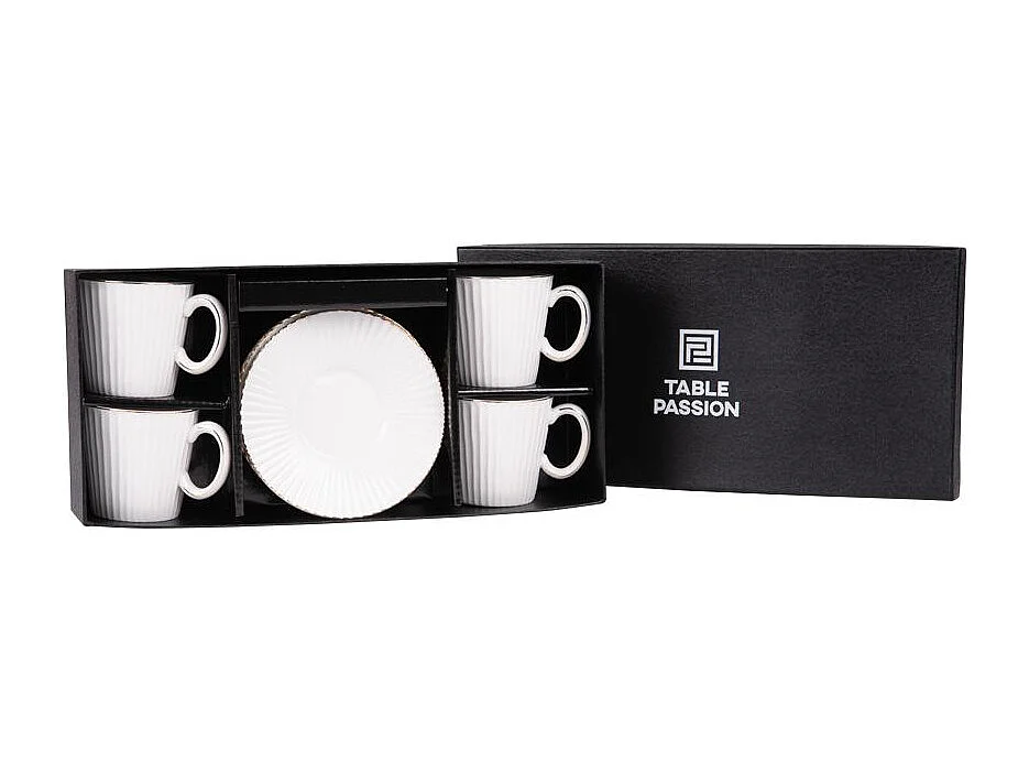 Coffret de 4 tasses à thé avec sous tasses Pure 22 cl