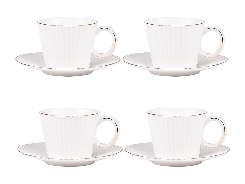 Coffret de 4 tasses à thé avec sous tasses Pure 22 cl