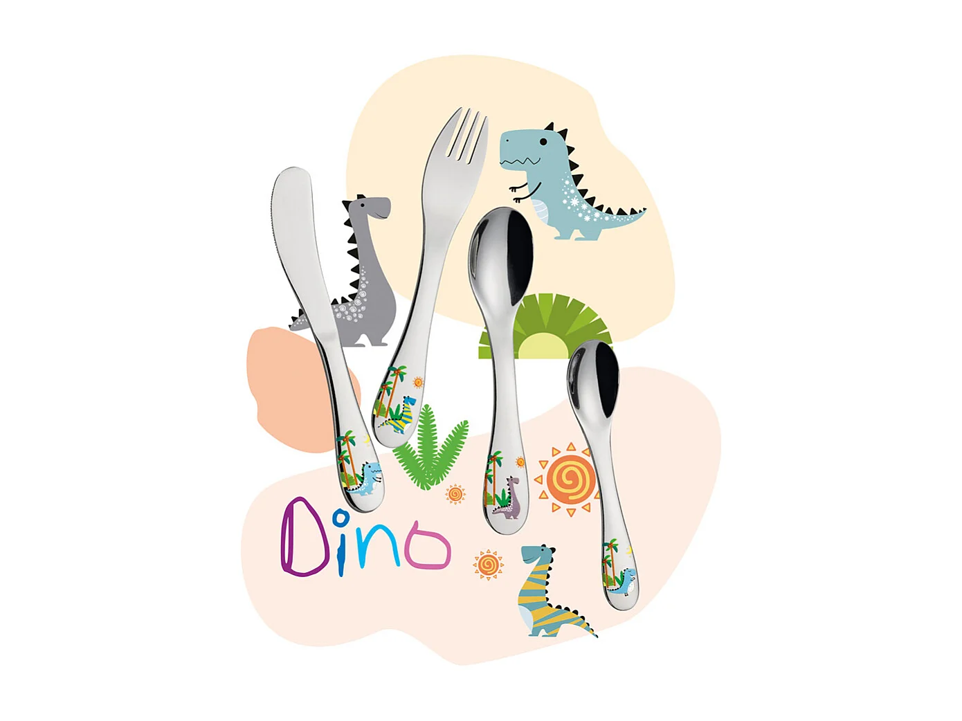 Couverts enfants Dino 4 pièces
