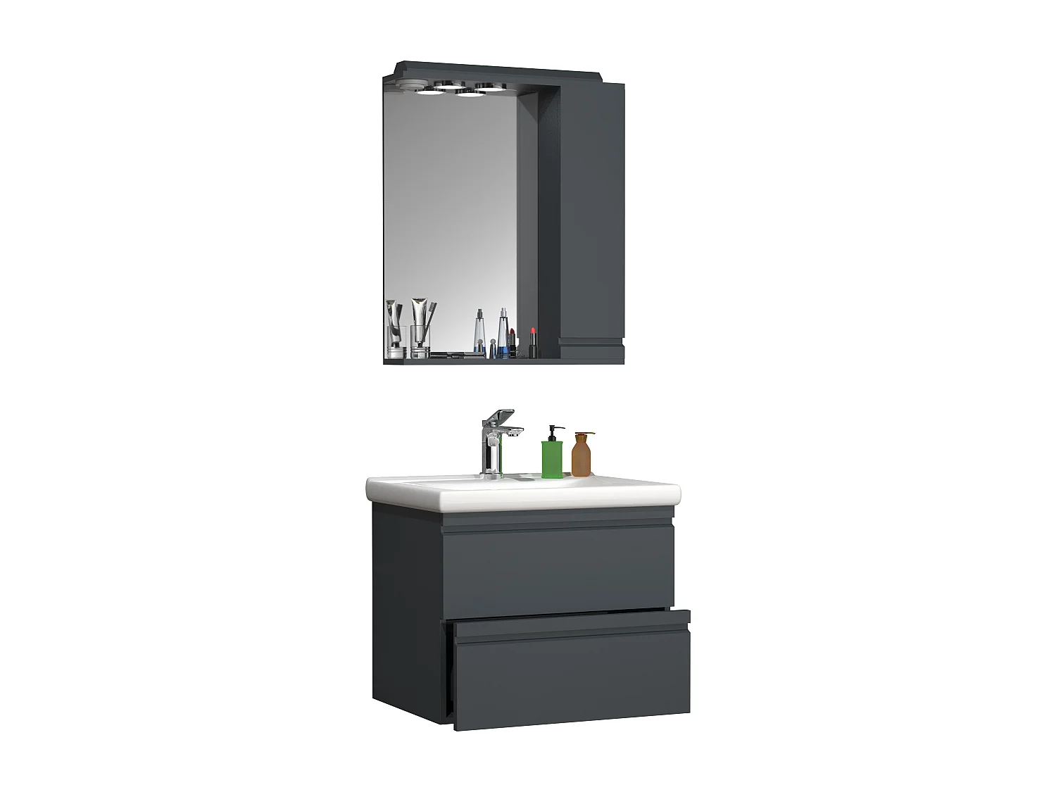 Bathroom furniture washbasin Silora Anthracite H. 125 x W. 60 x D. 46 cm