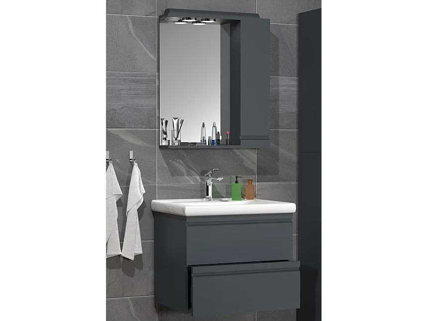 Bathroom furniture washbasin Silora Anthracite H. 125 x W. 60 x D. 46 cm