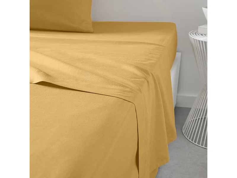 Feuille de comptoir 100% coton qualité 144 fils, en couleurs unies. Ocre 240x270cm