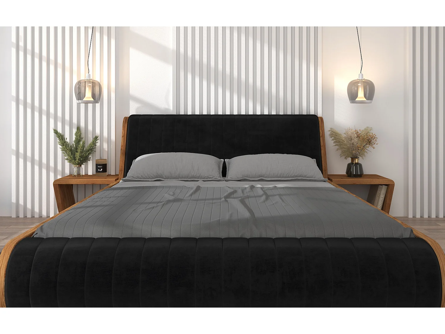 Modernes Eichen-Nachttisch Harald aus Massivholz mit Regal / Naturfarbe