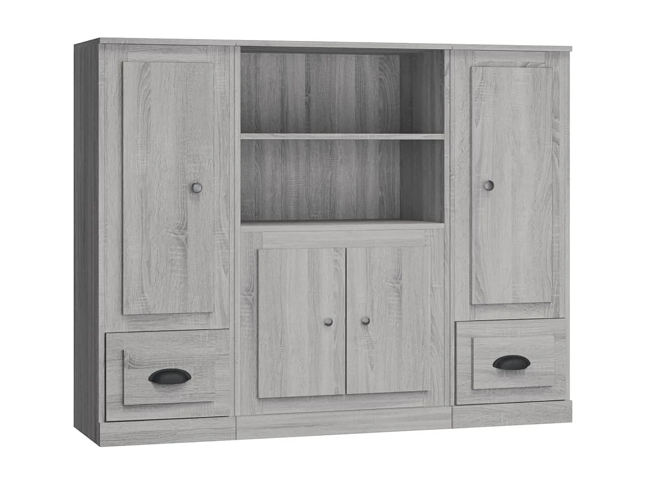 Buffets 3 pcs sonoma gris bois d'ingénierie
