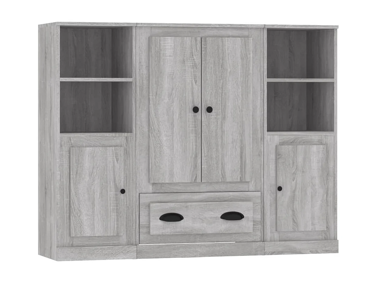Highboards 3 Stk. Grau Sonoma Holzwerkstoff