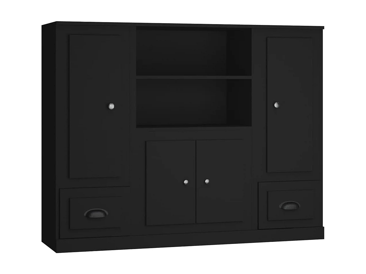 Aparadores altos 3 pcs derivados de madeira preto