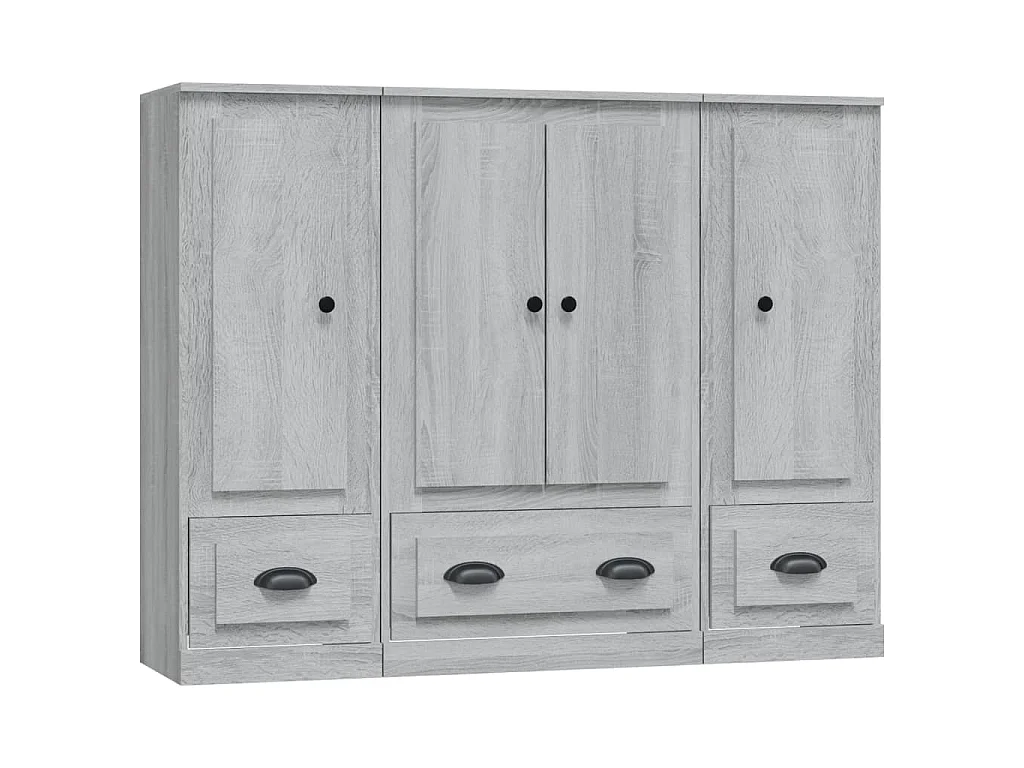 Buffets 3 pcs sonoma gris bois d'ingénierie