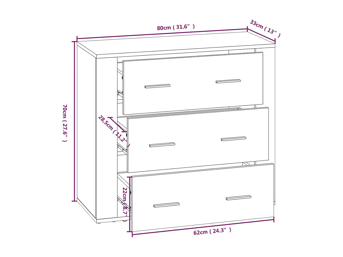 Credenza Grigio Cemento in Legno Multistrato