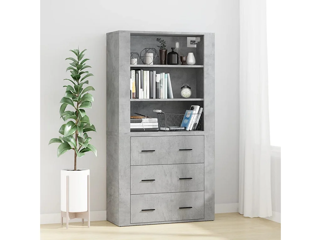 Credenza Grigio Cemento in Legno Multistrato