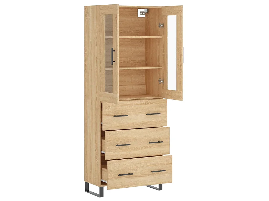 Hoge kast 69,5x34x180 cm bewerkt hout sonoma eikenkleurig