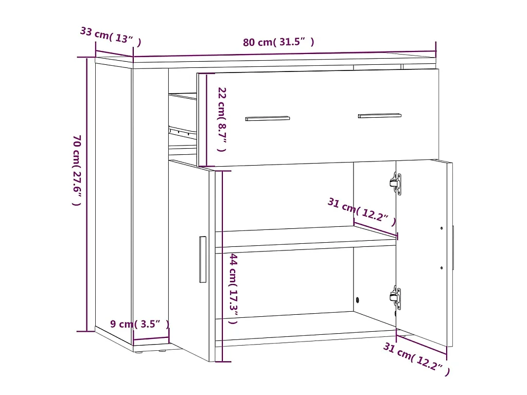 Highboard Sonoma-Eiche Holzwerkstoff