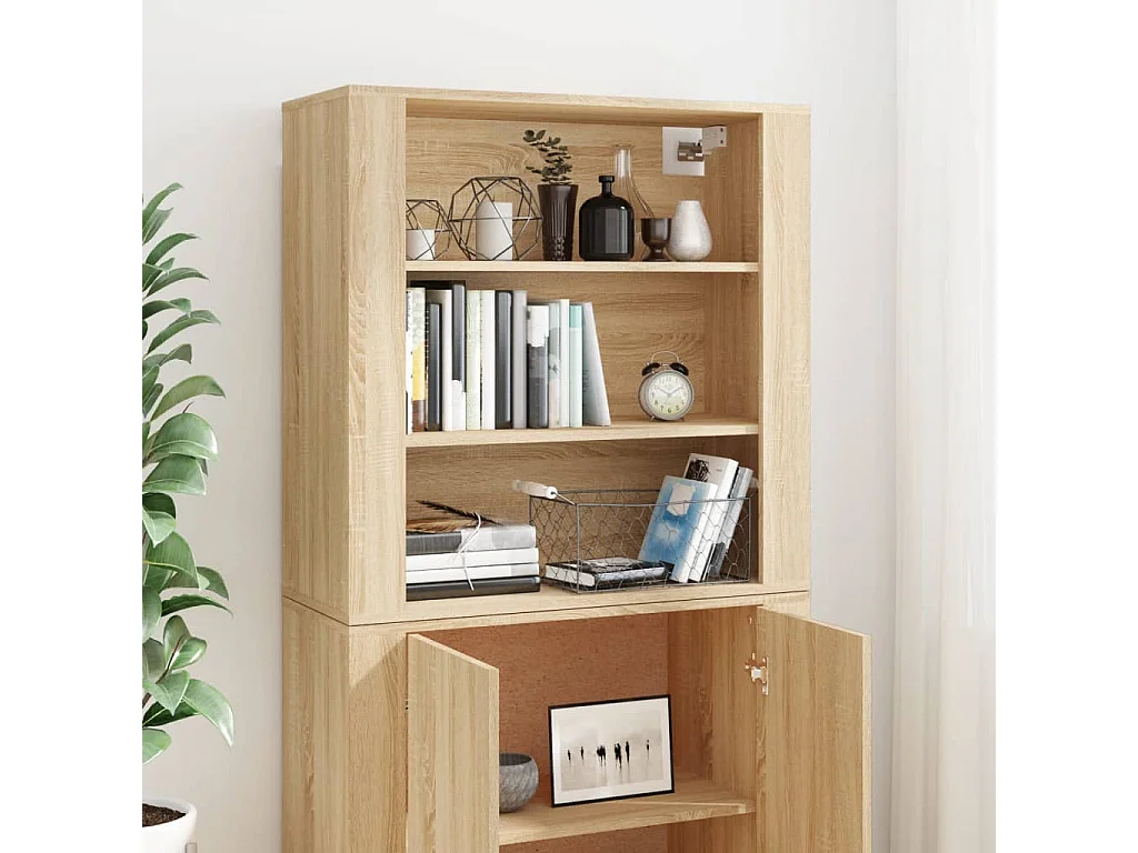 Armário alto derivados de madeira cor carvalho sonoma