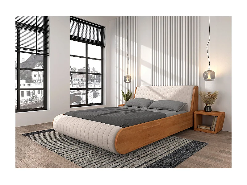 Łóżko bukowe lewitujące Visby HARALD 180x200, naturalny/beż