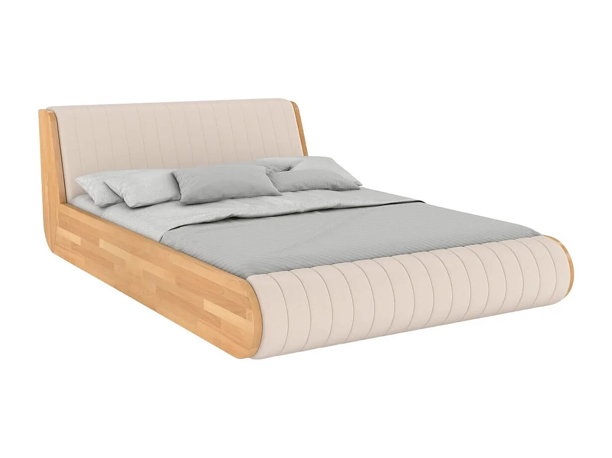 Łóżko bukowe lewitujące Visby HARALD 180x200, naturalny/beż