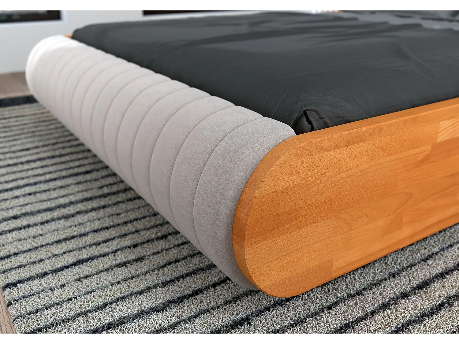 Łóżko bukowe lewitujące Visby HARALD 140x200, naturalny/beż