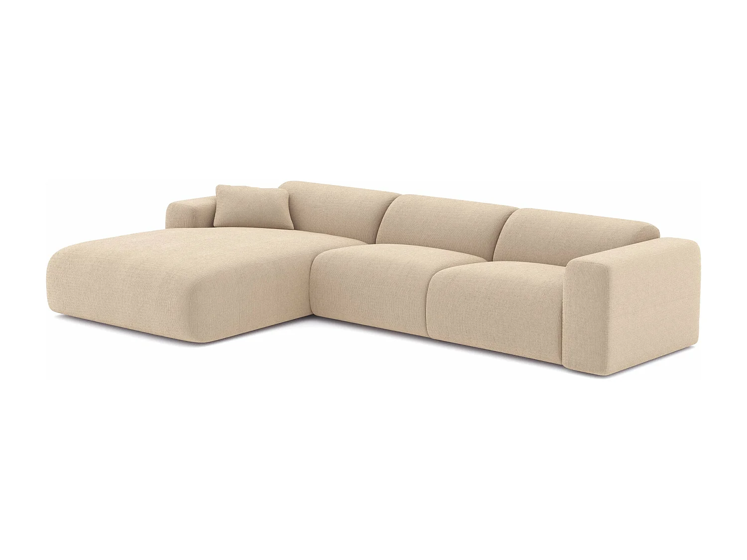 Canapé d'angle gauche 5 places en velours côtelé beige