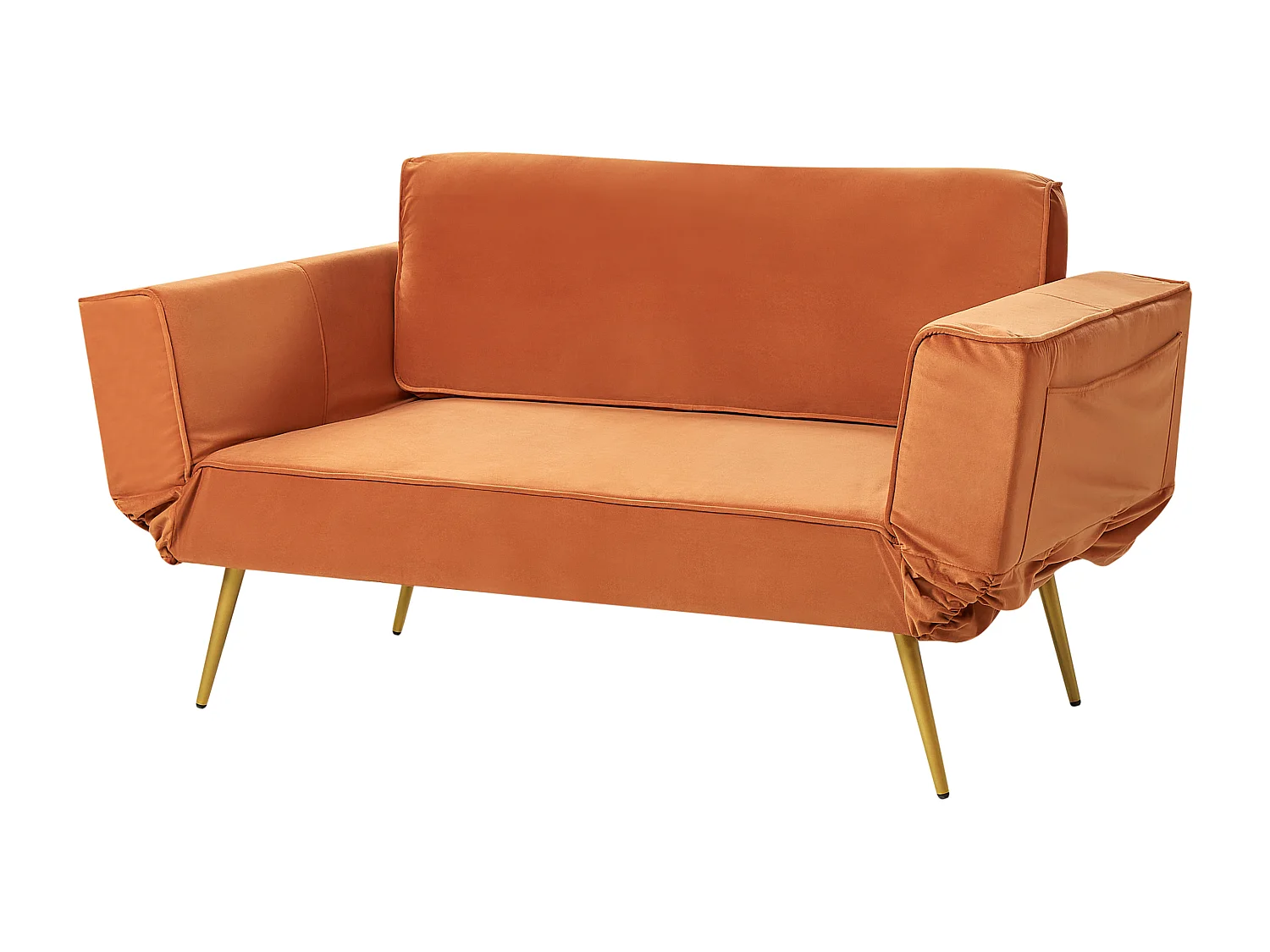 Schlafsofa SAARELA Samtstoff Orange 2-Sitzer
