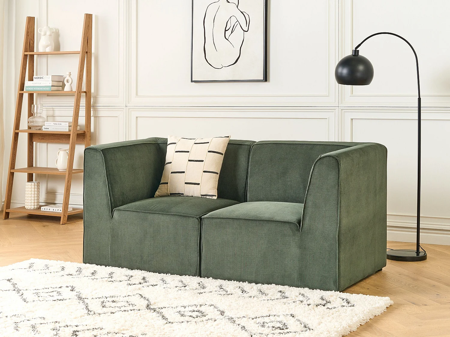 Canapé modulable LEMVIG Velours côtelé Vert foncé 2 places